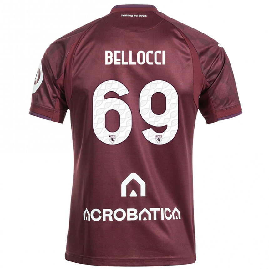 Kids Football Andrea Bellocci #69 Maroon White Home Jersey 2024/25 T-Shirt