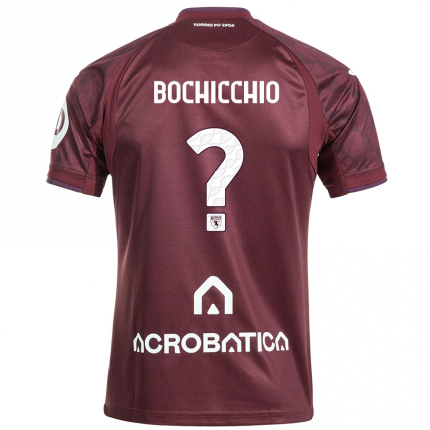 Kids Football Francesco Bochicchio #0 Maroon White Home Jersey 2024/25 T-Shirt