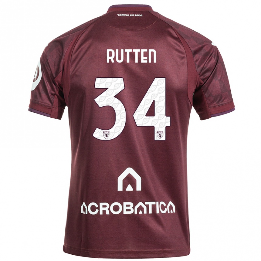 Kids Football Jill Rutten #34 Maroon White Home Jersey 2024/25 T-Shirt