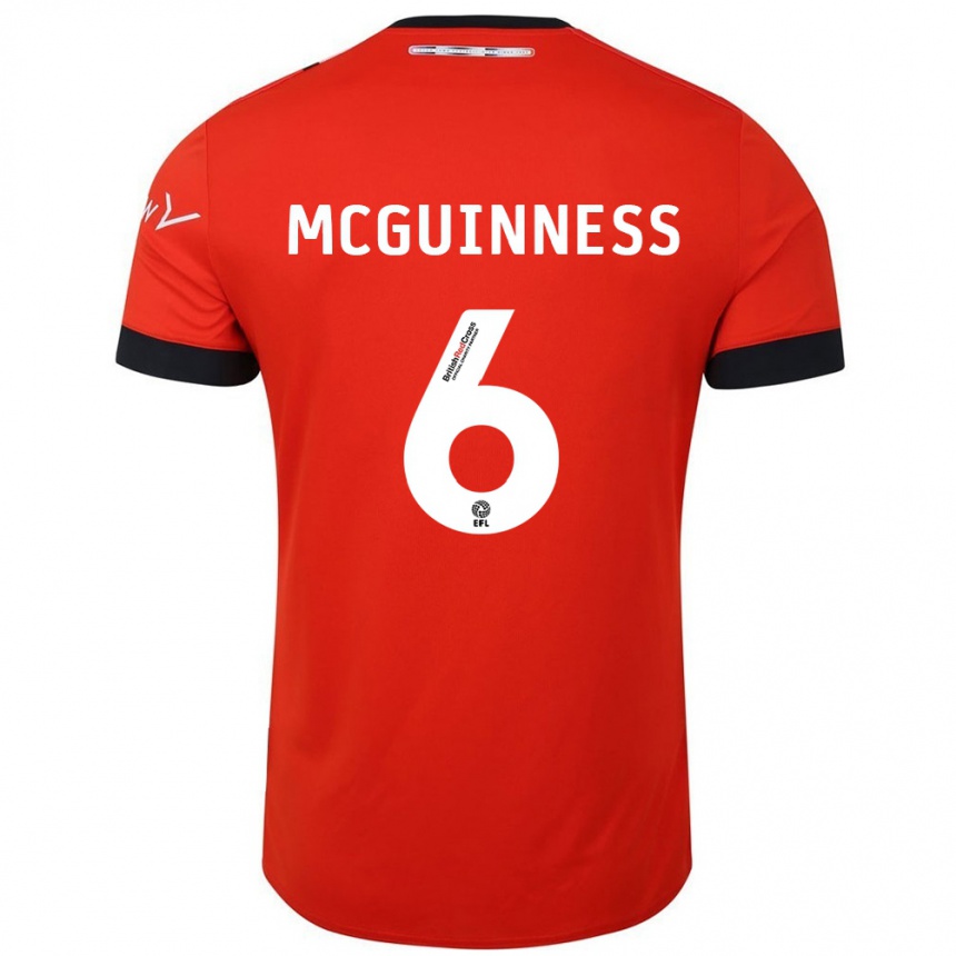 Kids Football Mark Mcguinness #6 Orange Black Home Jersey 2024/25 T-Shirt