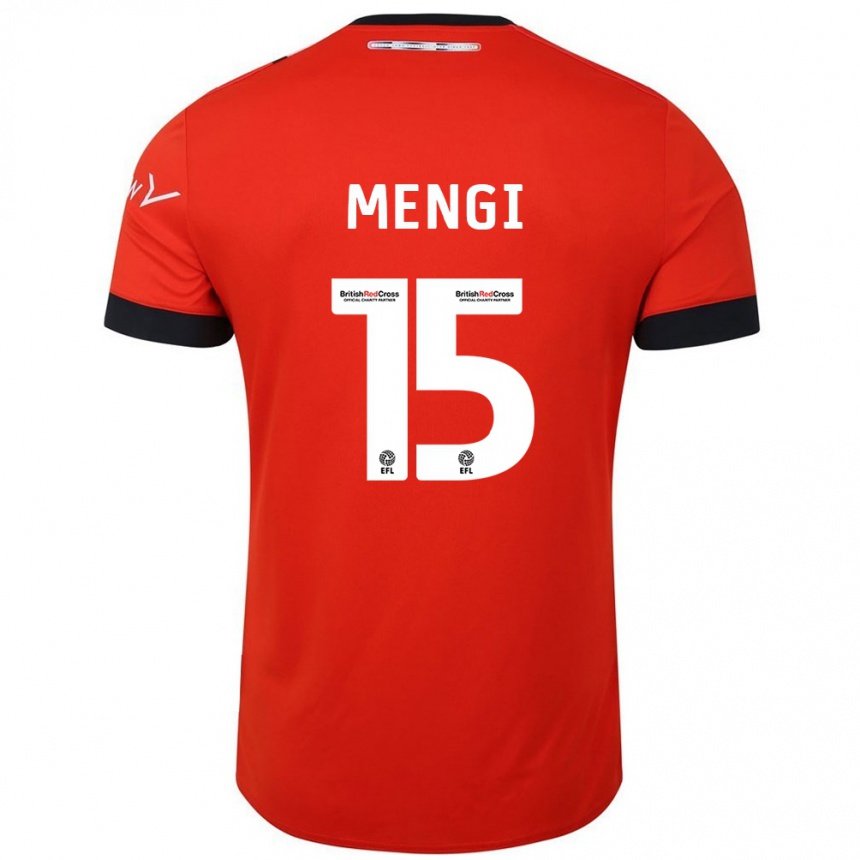 Kids Football Teden Mengi #15 Orange Black Home Jersey 2024/25 T-Shirt