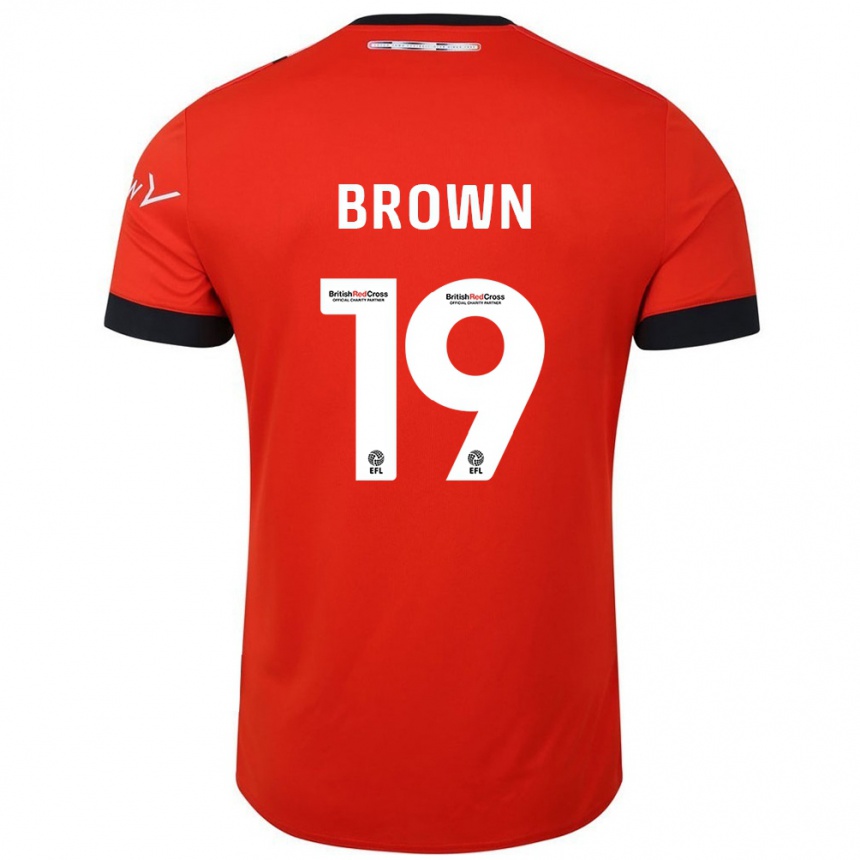 Kids Football Jacob Brown #19 Orange Black Home Jersey 2024/25 T-Shirt