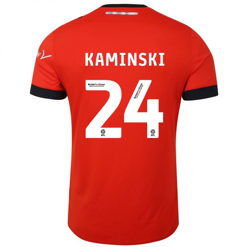 Kids Football Thomas Kaminski #24 Orange Black Home Jersey 2024/25 T-Shirt