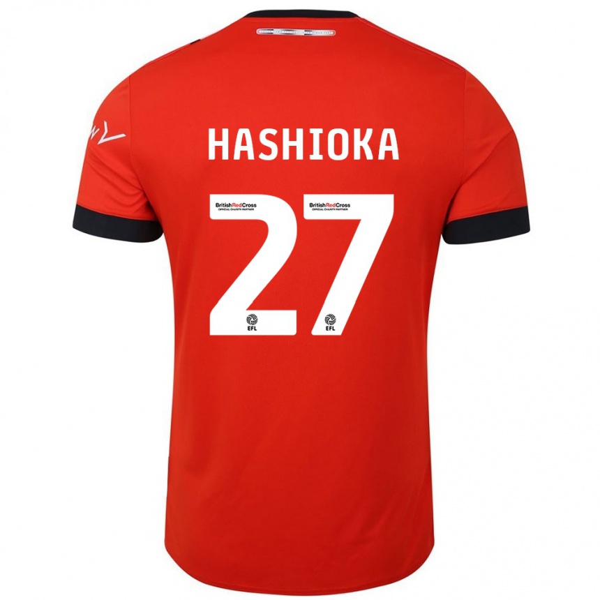 Kids Football Daiki Hashioka #27 Orange Black Home Jersey 2024/25 T-Shirt