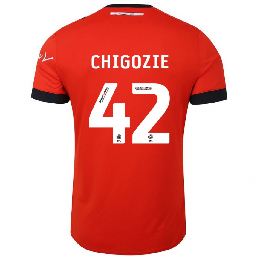 Kids Football Christian Chigozie #42 Orange Black Home Jersey 2024/25 T-Shirt