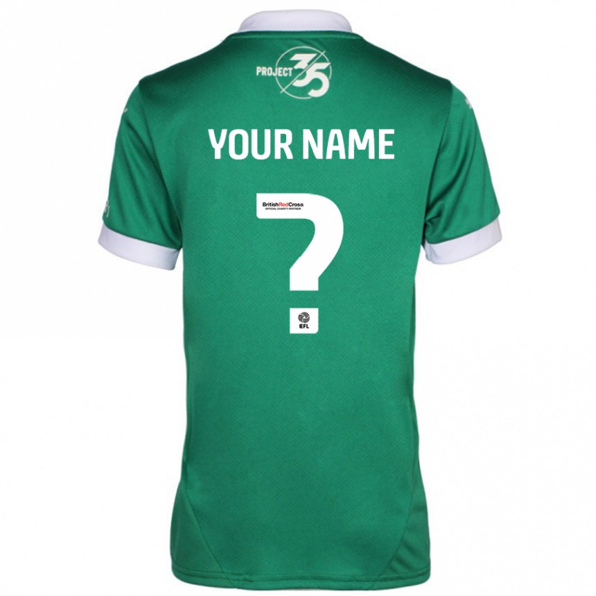 Kids Football Your Name #0 Green White Home Jersey 2024/25 T-Shirt