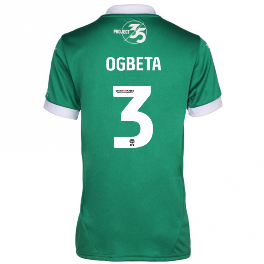 Kids Football Nathanael Ogbeta #3 Green White Home Jersey 2024/25 T-Shirt