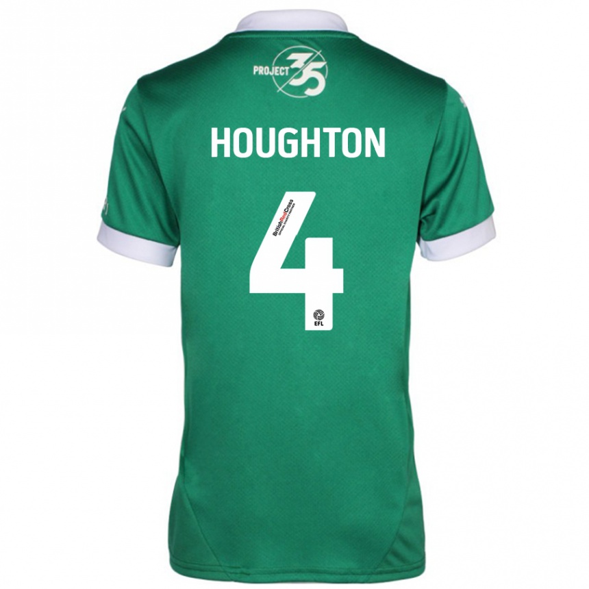 Kids Football Jordan Houghton #4 Green White Home Jersey 2024/25 T-Shirt