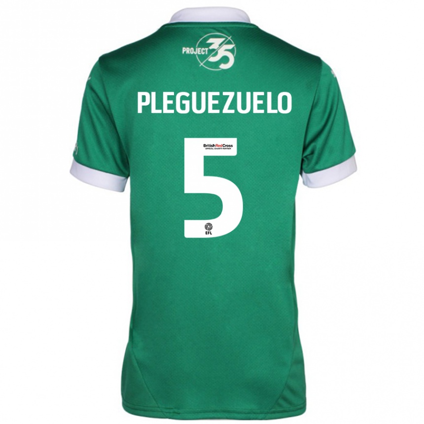 Kids Football Julio Pleguezuelo #5 Green White Home Jersey 2024/25 T-Shirt