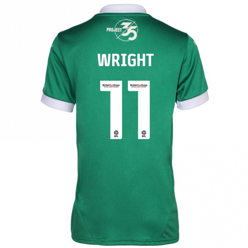 Kids Football Callum Wright #11 Green White Home Jersey 2024/25 T-Shirt