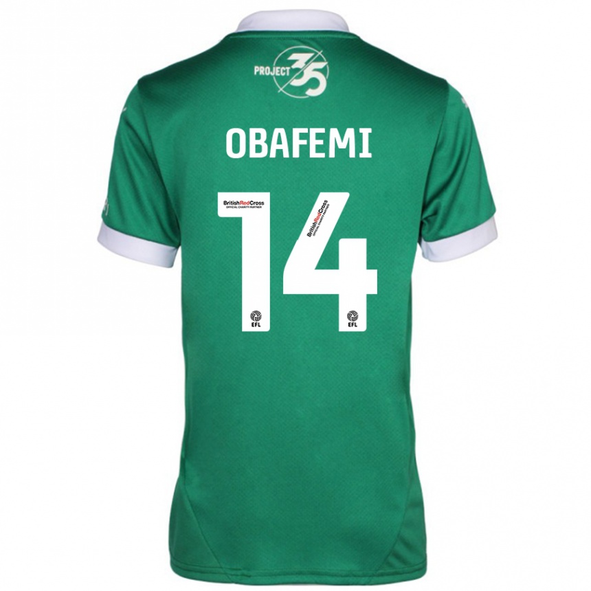 Kids Football Michael Obafemi #14 Green White Home Jersey 2024/25 T-Shirt