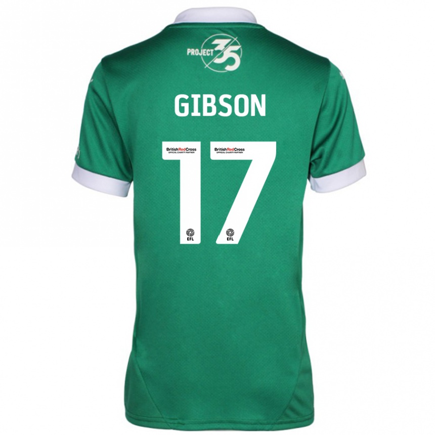 Kids Football Lewis Gibson #17 Green White Home Jersey 2024/25 T-Shirt