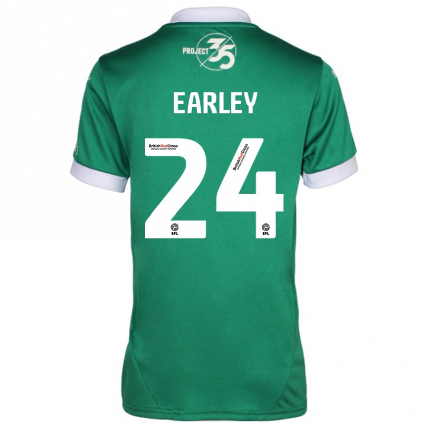 Kids Football Saxon Earley #24 Green White Home Jersey 2024/25 T-Shirt