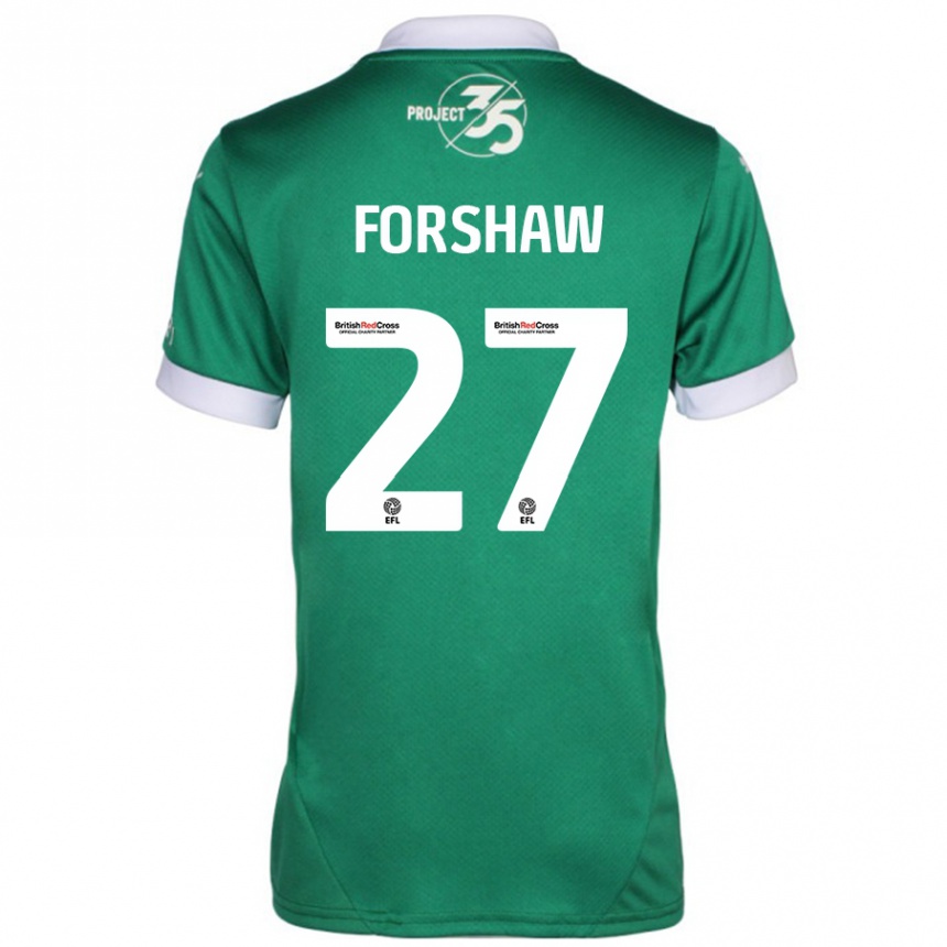 Kids Football Adam Forshaw #27 Green White Home Jersey 2024/25 T-Shirt