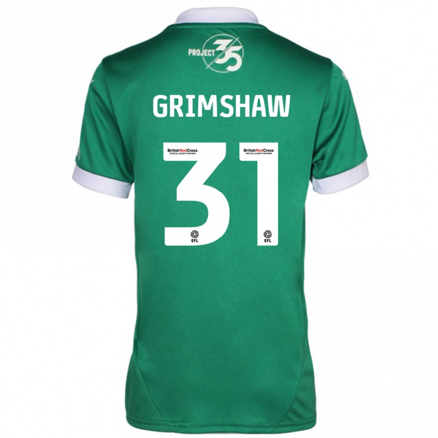 Kids Football Daniel Grimshaw #31 Green White Home Jersey 2024/25 T-Shirt