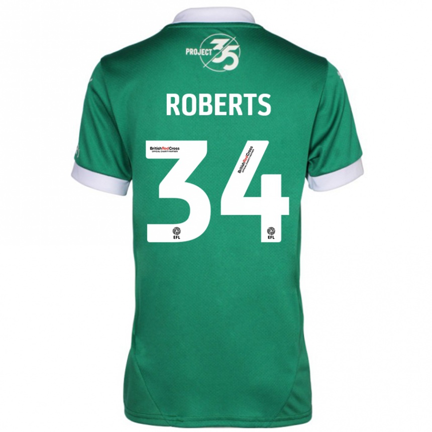 Kids Football Caleb Roberts #34 Green White Home Jersey 2024/25 T-Shirt