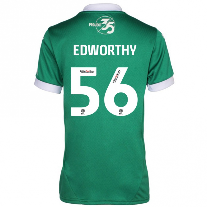 Kids Football Kieran Edworthy #56 Green White Home Jersey 2024/25 T-Shirt