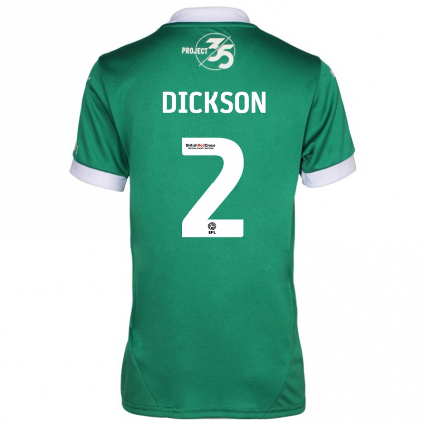 Kids Football Katie Dickson #2 Green White Home Jersey 2024/25 T-Shirt