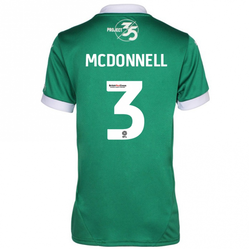 Kids Football Rosie Mcdonnell #3 Green White Home Jersey 2024/25 T-Shirt