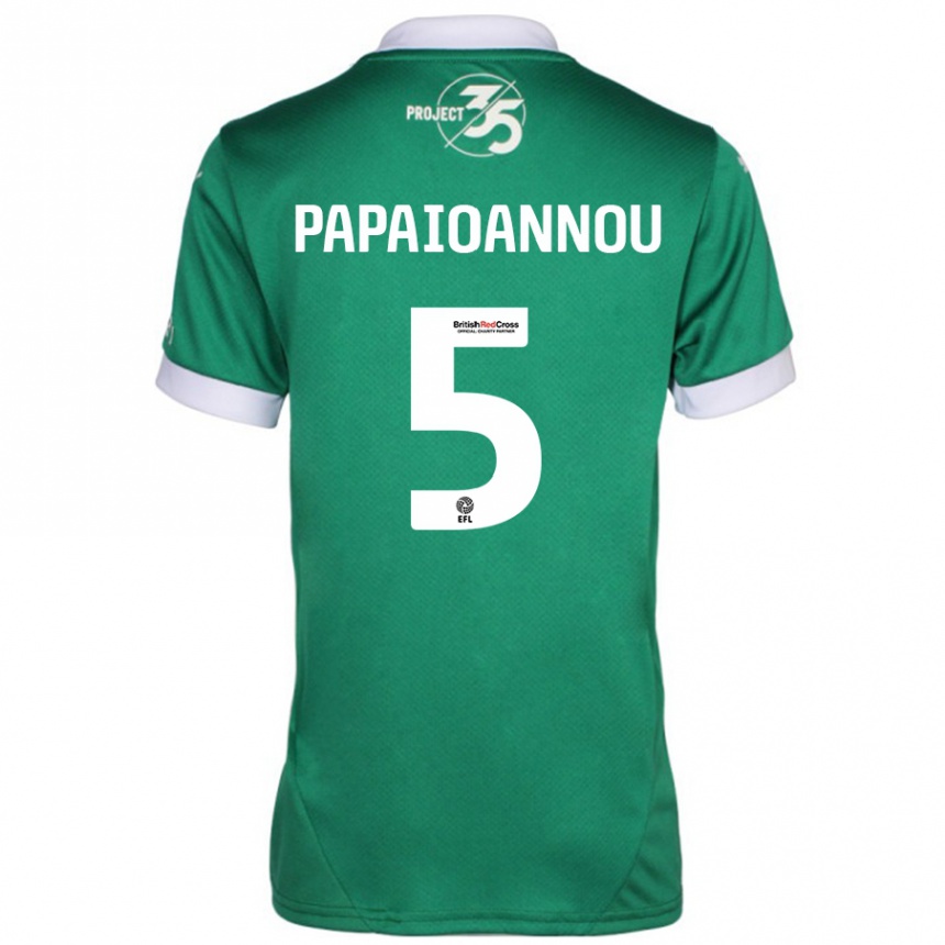 Kids Football Panagiota Papaioannou #5 Green White Home Jersey 2024/25 T-Shirt