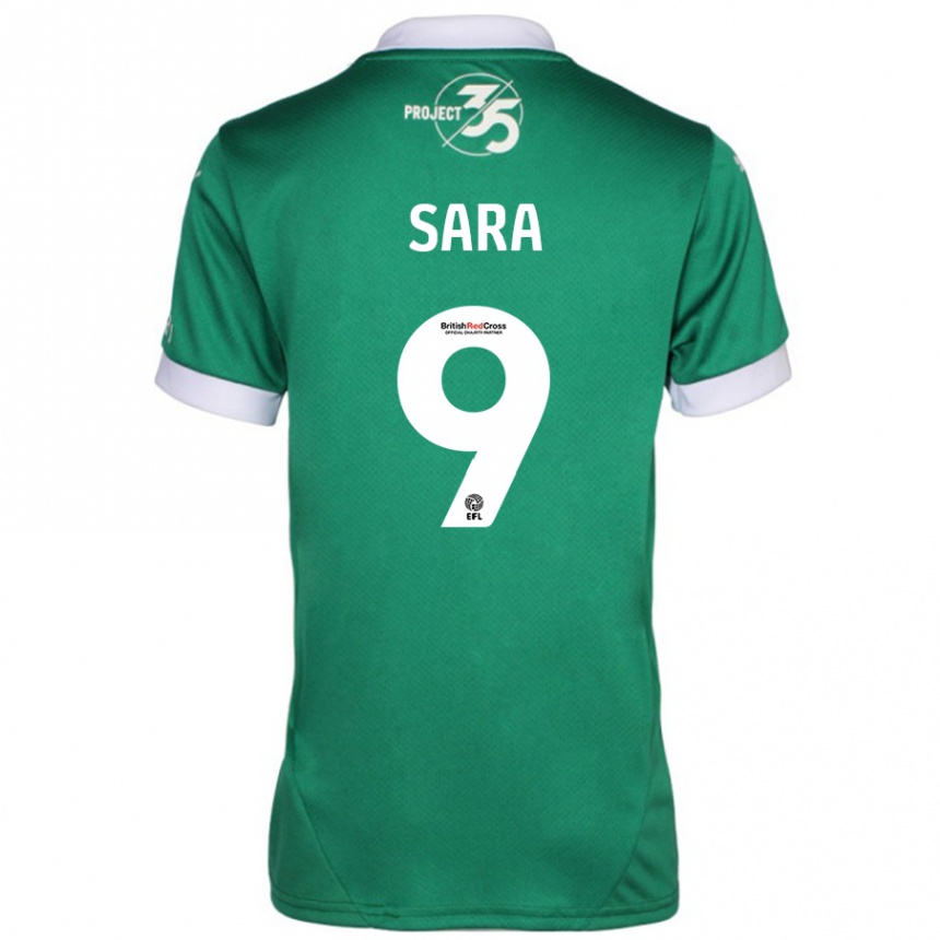 Kids Football Ellie Sara #9 Green White Home Jersey 2024/25 T-Shirt