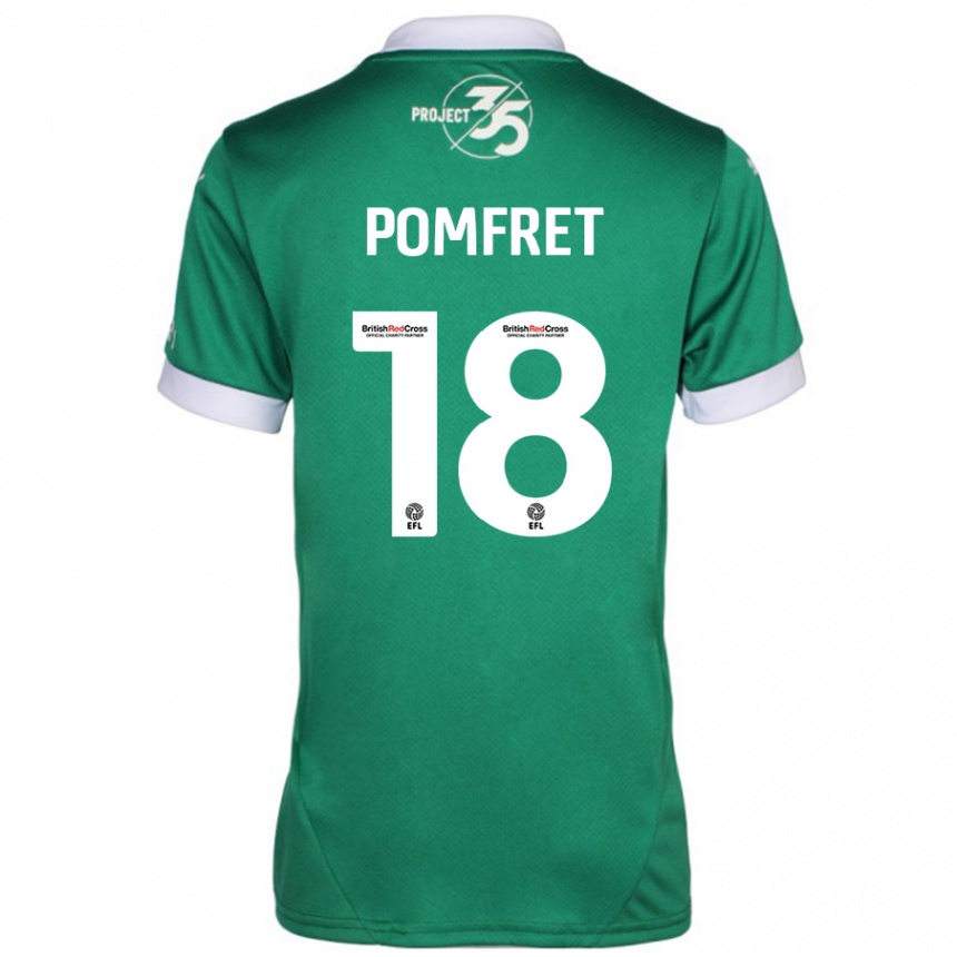 Kids Football Taya Pomfret #18 Green White Home Jersey 2024/25 T-Shirt