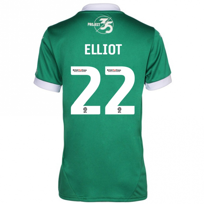 Kids Football Emily Elliot #22 Green White Home Jersey 2024/25 T-Shirt