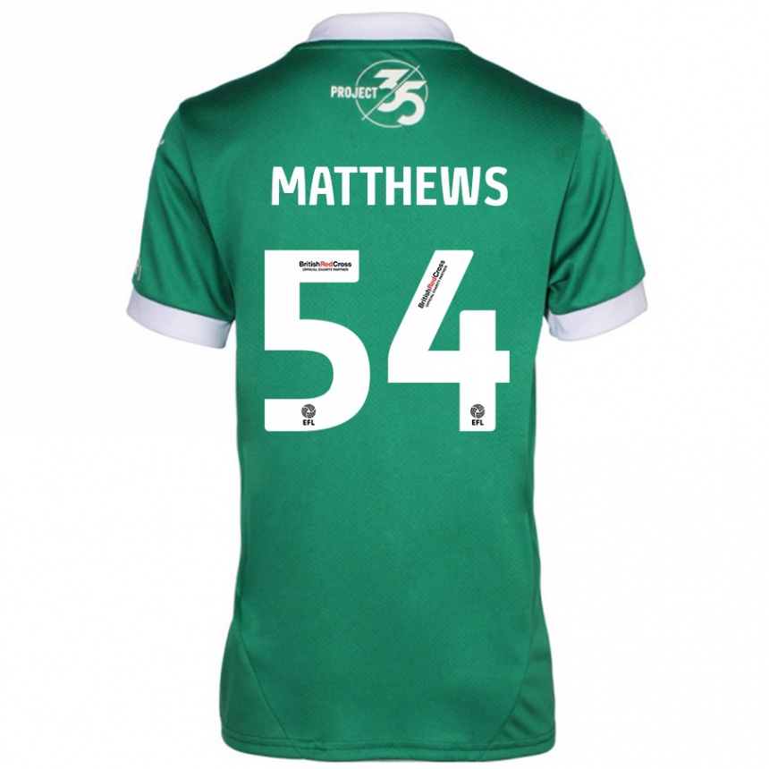 Kids Football Jack Matthews #54 Green White Home Jersey 2024/25 T-Shirt