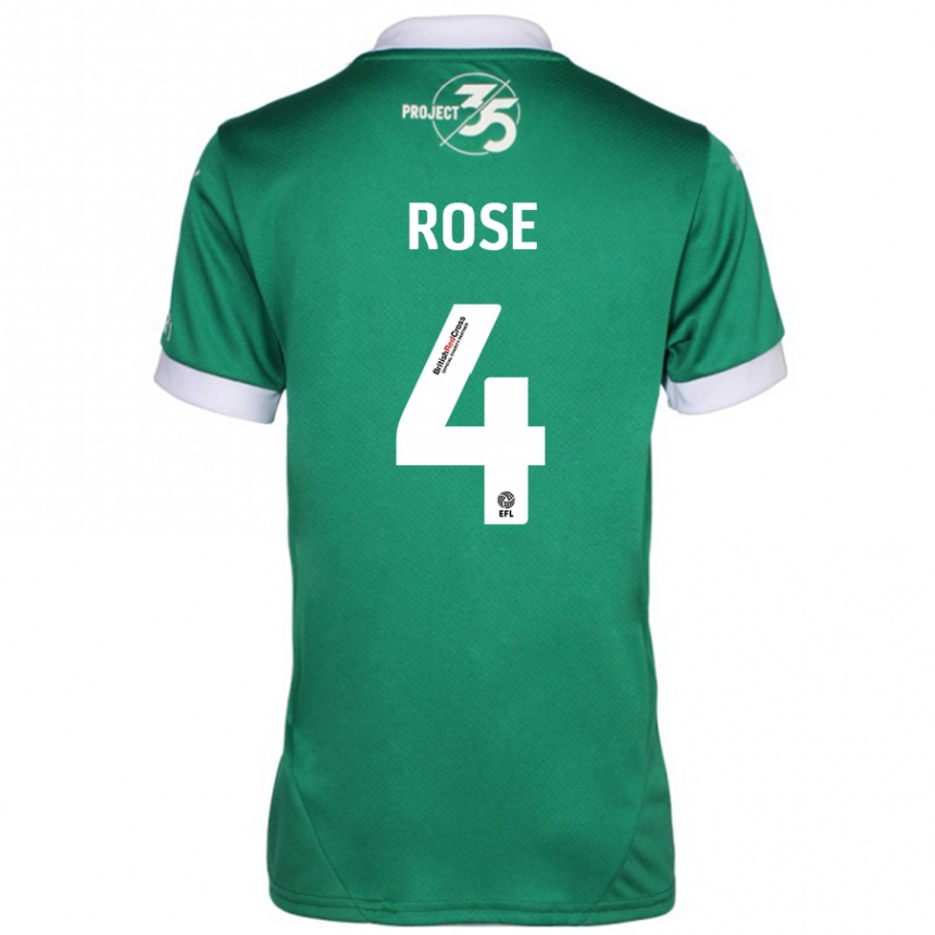 Kids Football Jemma Rose #4 Green White Home Jersey 2024/25 T-Shirt