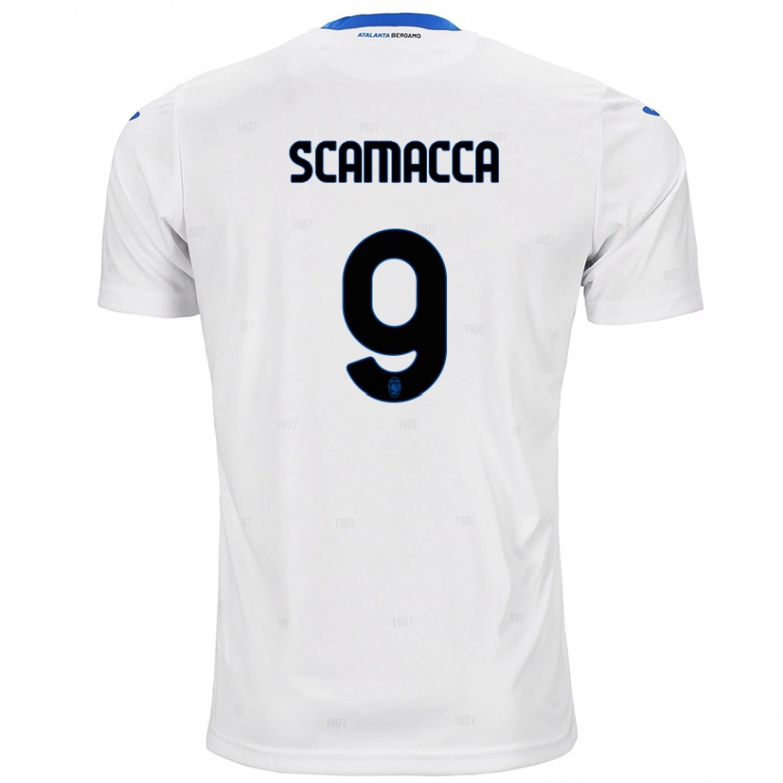 Kids Football Gianluca Scamacca #9 White Away Jersey 2024/25 T-Shirt