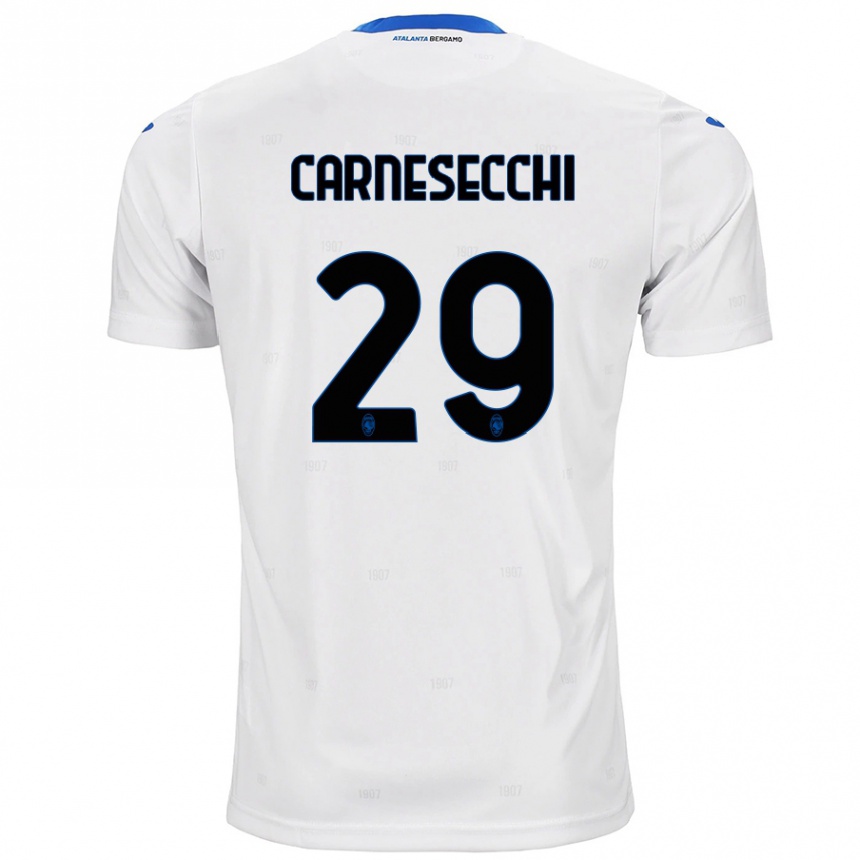 Kids Football Marco Carnesecchi #29 White Away Jersey 2024/25 T-Shirt