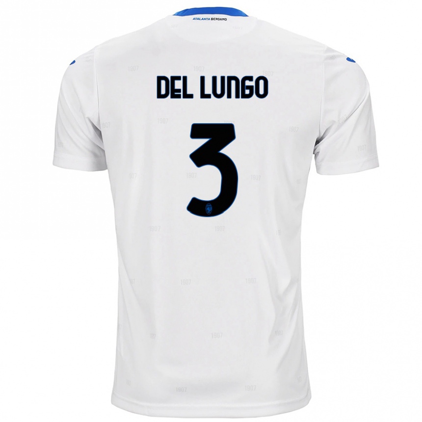 Kids Football Tommaso Del Lungo #3 White Away Jersey 2024/25 T-Shirt