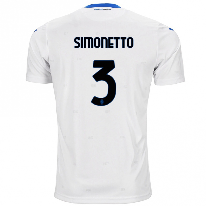 Kids Football Federico Simonetto #3 White Away Jersey 2024/25 T-Shirt