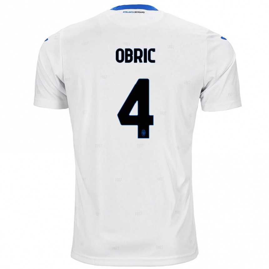 Kids Football Relja Obric #4 White Away Jersey 2024/25 T-Shirt