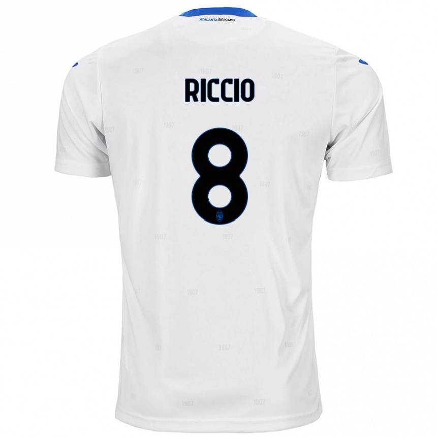 Kids Football Lorenzo Riccio #8 White Away Jersey 2024/25 T-Shirt