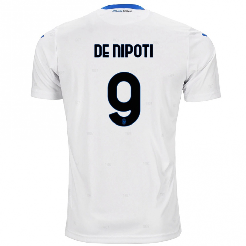 Kids Football Tommaso De Nipoti #9 White Away Jersey 2024/25 T-Shirt