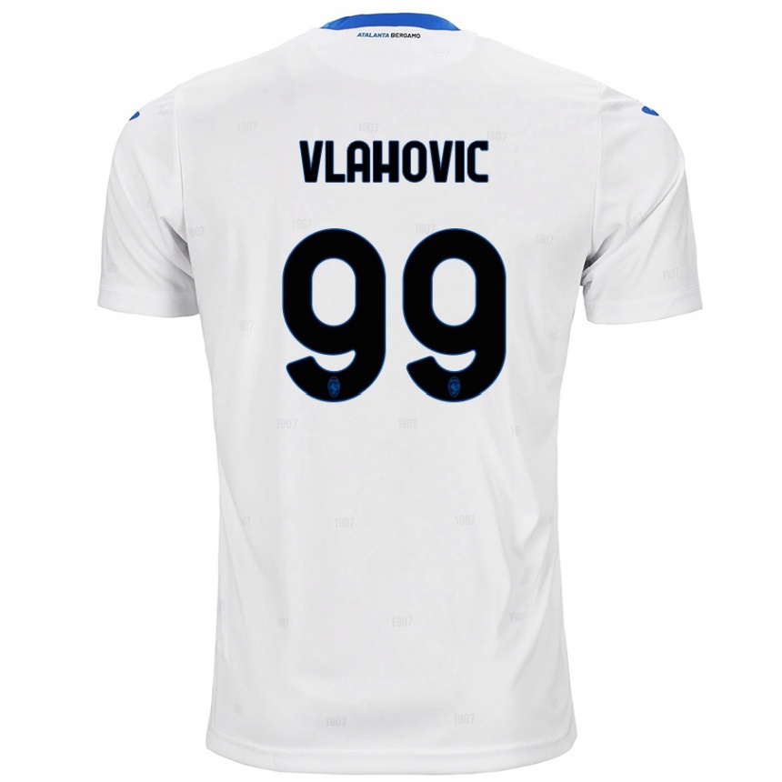 Kids Football Vanja Vlahovic #99 White Away Jersey 2024/25 T-Shirt