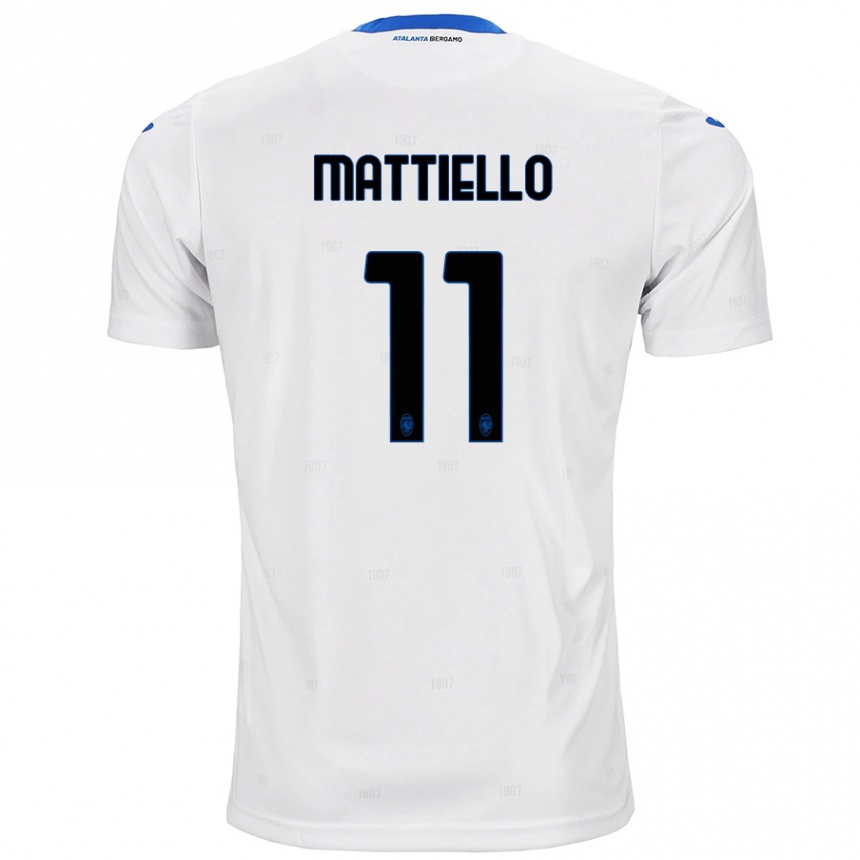 Kids Football Federico Mattiello #11 White Away Jersey 2024/25 T-Shirt