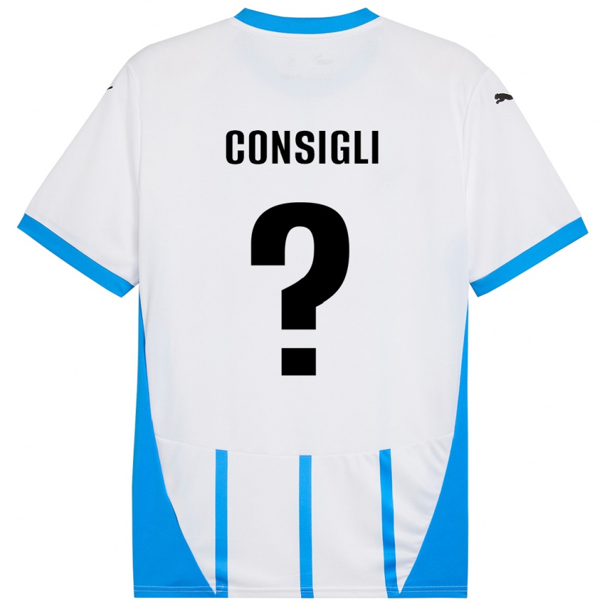 Kids Football Andrea Consigli #0 White Blue Away Jersey 2024/25 T-Shirt