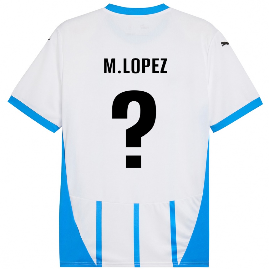 Kids Football Maxime López #0 White Blue Away Jersey 2024/25 T-Shirt