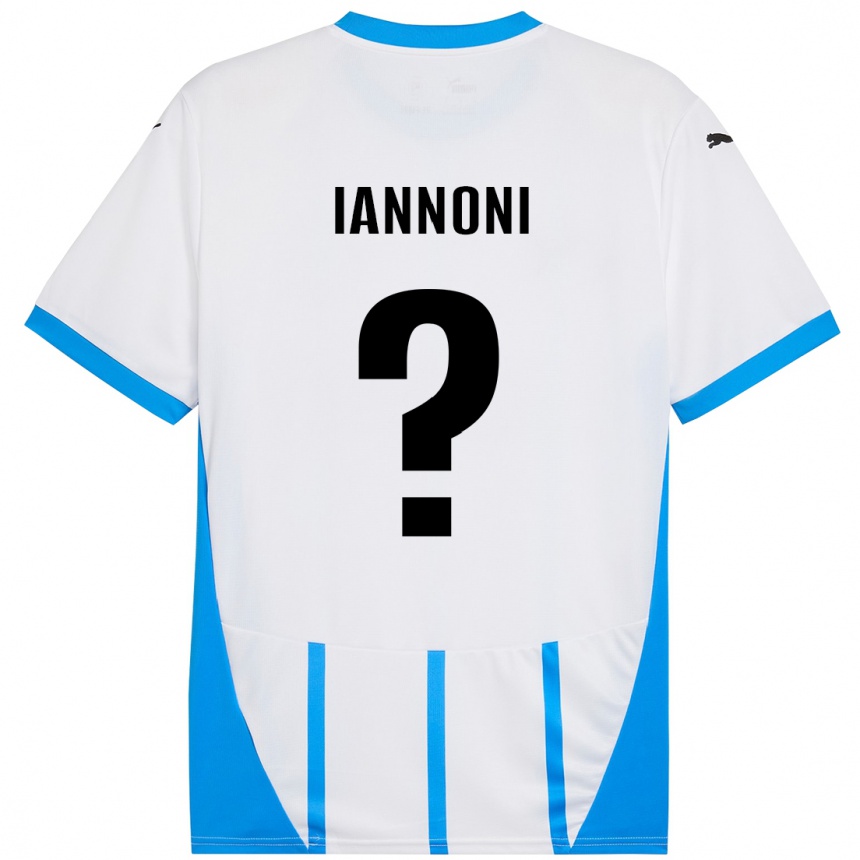 Kids Football Edoardo Iannoni #0 White Blue Away Jersey 2024/25 T-Shirt