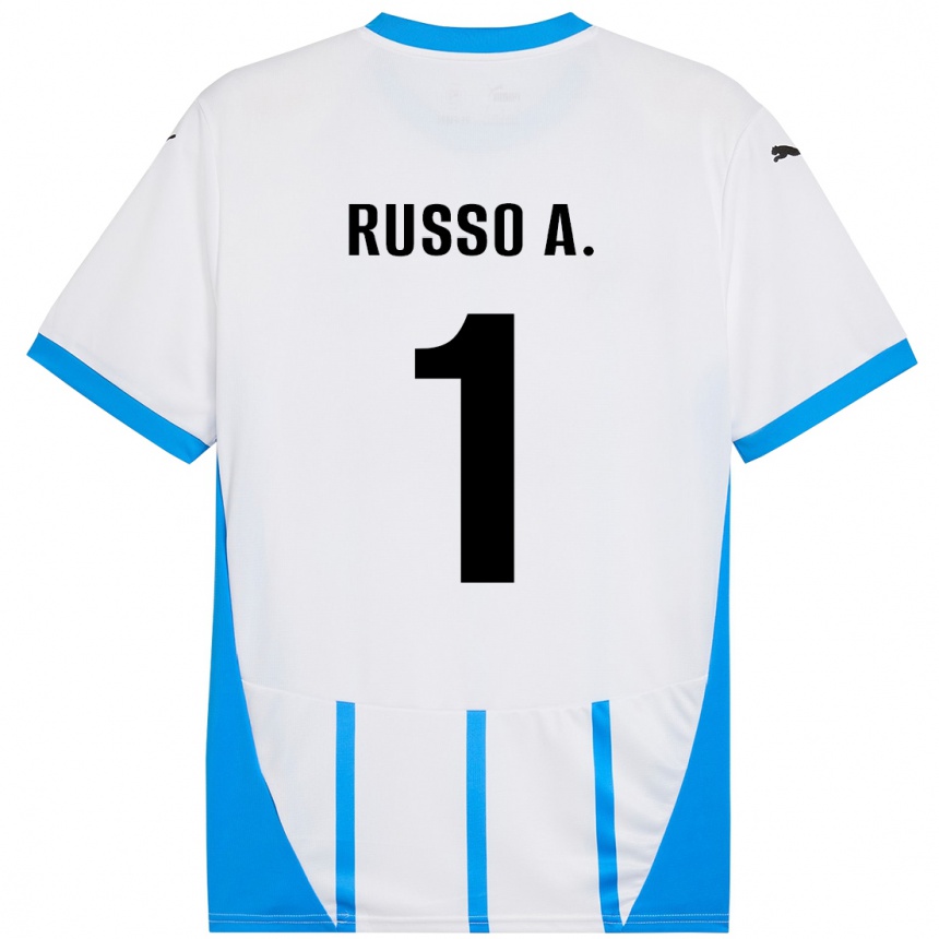 Kids Football Alessandro Russo #1 White Blue Away Jersey 2024/25 T-Shirt