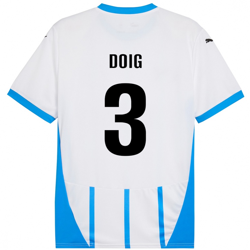 Kids Football Josh Doig #3 White Blue Away Jersey 2024/25 T-Shirt