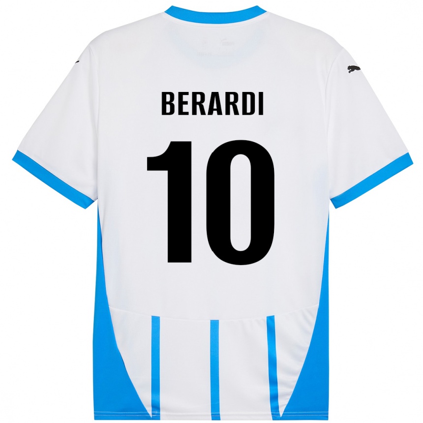 Kids Football Domenico Berardi #10 White Blue Away Jersey 2024/25 T-Shirt