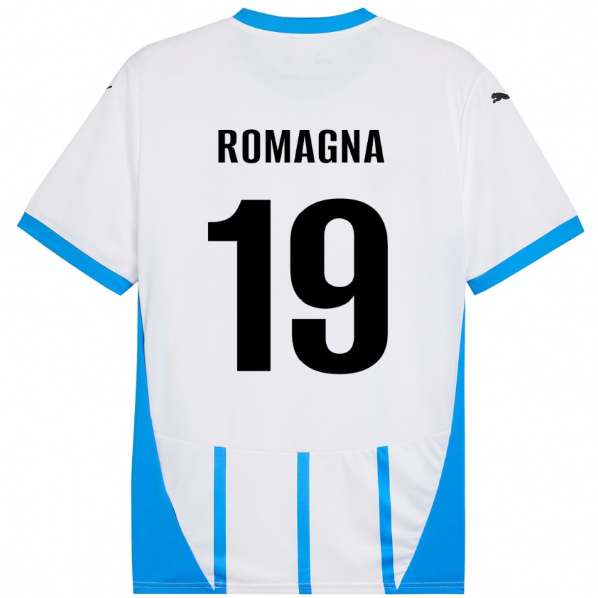 Kids Football Filippo Romagna #19 White Blue Away Jersey 2024/25 T-Shirt