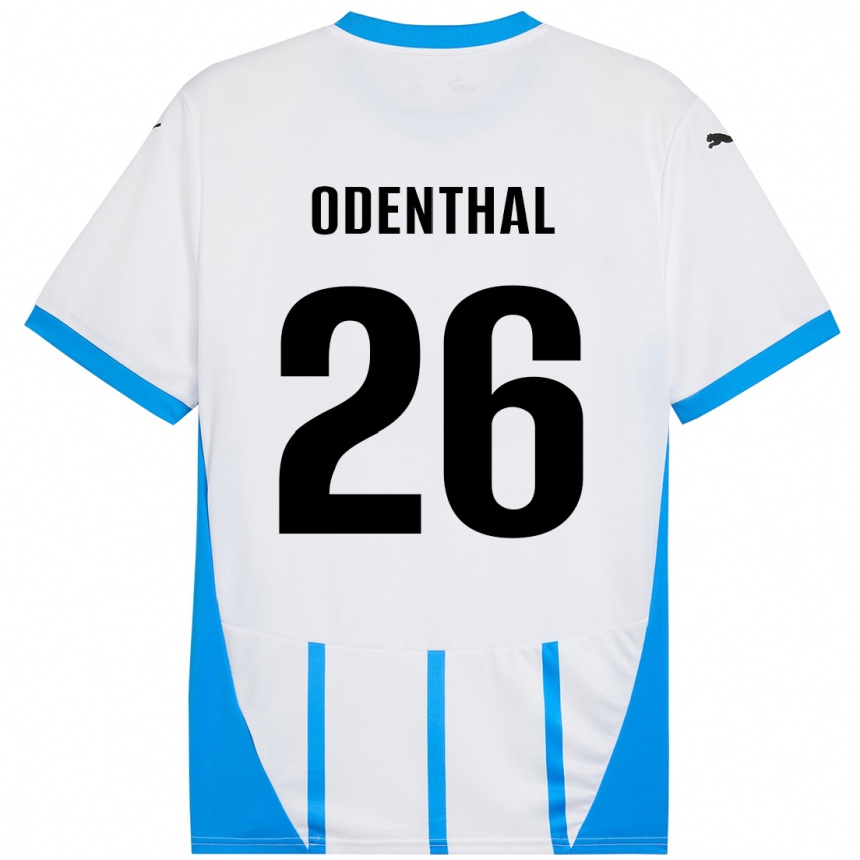 Kids Football Cas Odenthal #26 White Blue Away Jersey 2024/25 T-Shirt