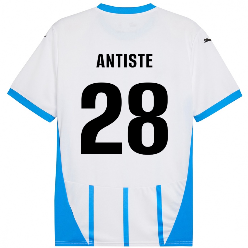 Kids Football Janis Antiste #28 White Blue Away Jersey 2024/25 T-Shirt