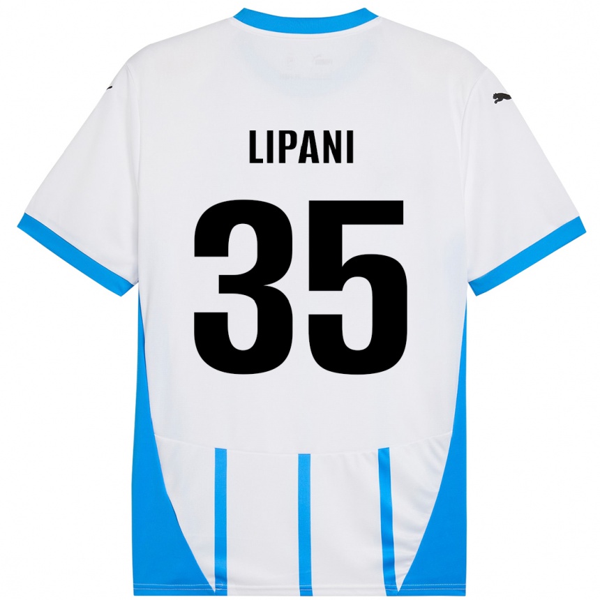 Kids Football Luca Lipani #35 White Blue Away Jersey 2024/25 T-Shirt