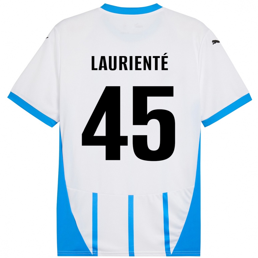 Kids Football Armand Laurienté #45 White Blue Away Jersey 2024/25 T-Shirt