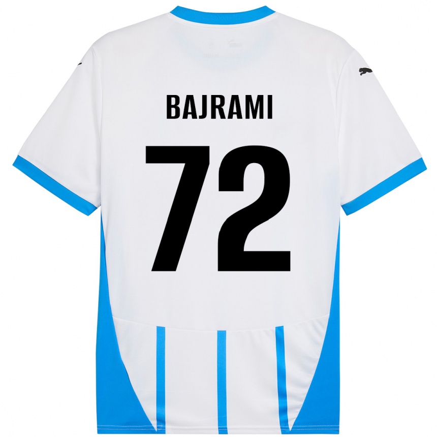 Kids Football Nedim Bajrami #72 White Blue Away Jersey 2024/25 T-Shirt